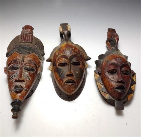 Sold Price 3 African Carved Wood Masks From Ivory Coast June 5