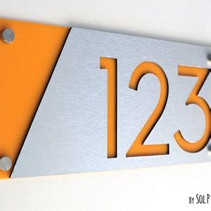 Modern House Numbers Alucobond With Yellow Acrylic Contemporary Home