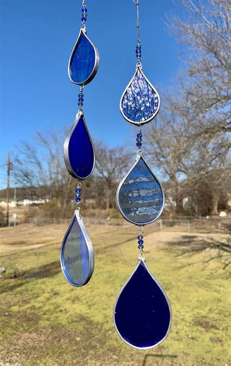 Stained Glass Raindrops Mobile Etsy En