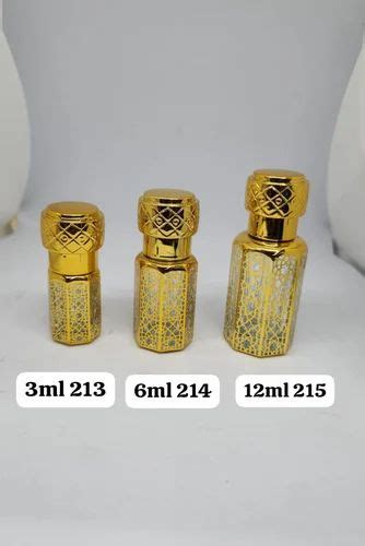 Clear Golden Fancy Attar Bottels For Glass Perfume Bottles 12ml At Rs