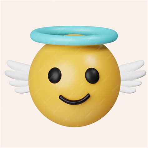 Premium Psd 3d Angel Emoticon Holy Emoticon With Nimbus Happy Yellow