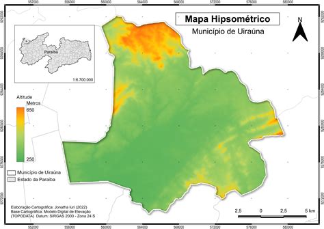 MAPA HIPSOMÉTRICO DA CIDADE DE UIRAÚNA Spatialnode