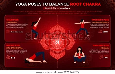 Yoga Poses Balance Root Chakra Vector Design Stock Vector Royalty Free 2221249705 Shutterstock