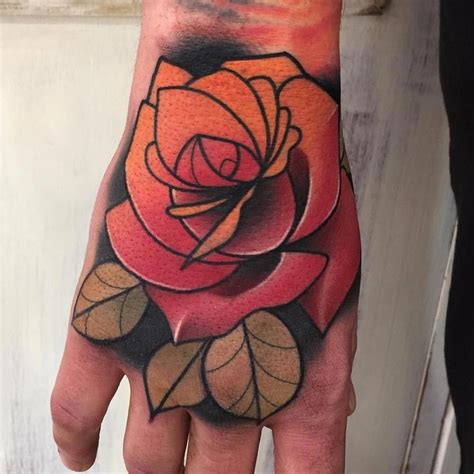 Pin By Otzi On Neo Traditional Tattoo Hand Tattoos Rose Hand Tattoo