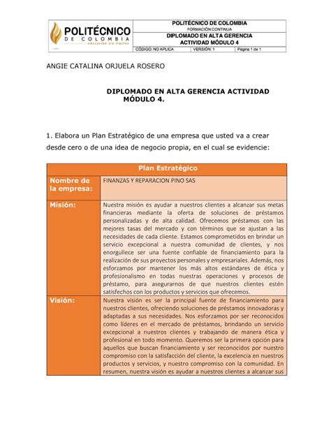 Actividad Alta Gerencia Angie Orjuela Angie Catalina Orjuela Rosero