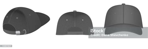 Design Template Vector Realistic White Baseball Cap Front Back And Side