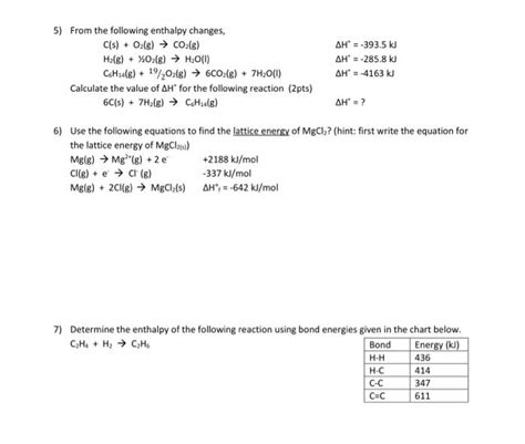 Solved 5 From The Following Enthalpy Changes C S O2 Chegg