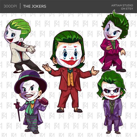 Chibi Joker Villain Clipart Bundle Justice Villain Clipart Etsy Uk