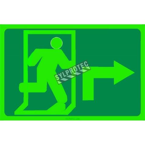 Photo Luminescent Pictogram Sign Running Man With 90 Right Arrow