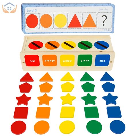 Montessori Toys Caja De Clasificaci N De Forma De Madera Con Bloques