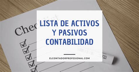 Lista De Cuentas De Activo Y Pasivo Contador Profesional