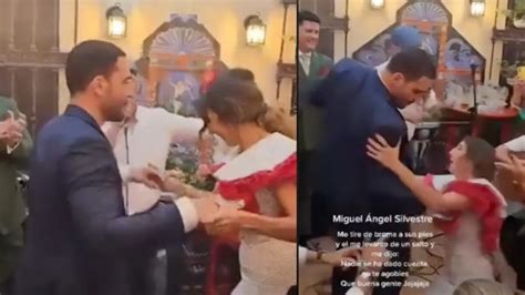 Paz Padilla se pega un tortazo en la Feria y Miguel Ángel Silvestre la