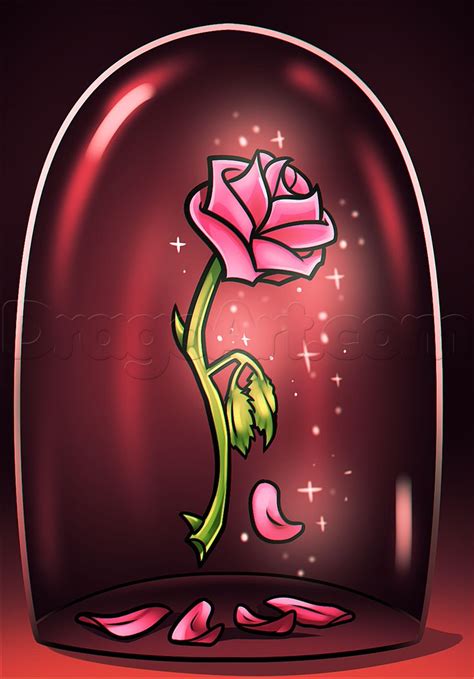 Beauty and The Beast Rose Drawing, Step by Step, Disney Characters ...