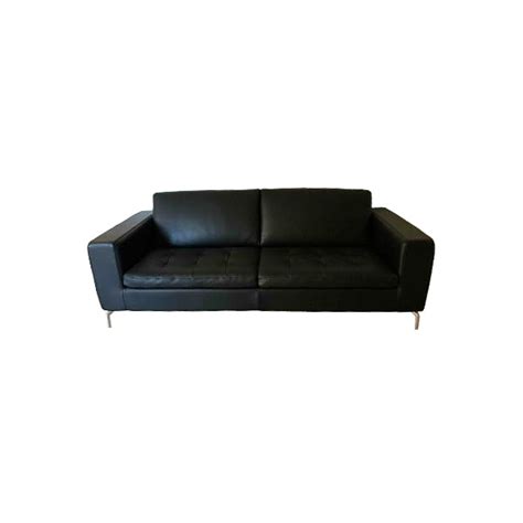 Savoy 3 Seater Sofa In Steel And Leather Black Natuzzi Deesup