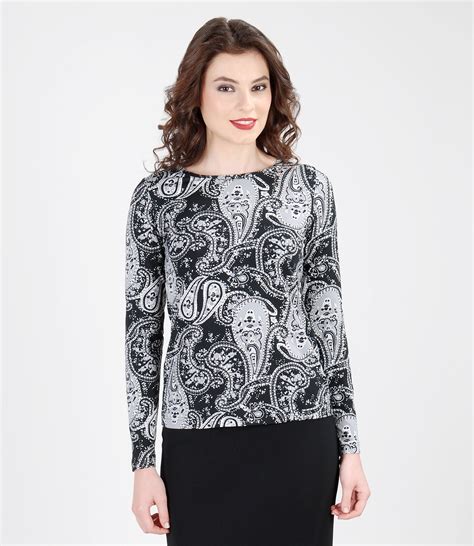 Printed Elastic Jersey Blouse Print Yokko