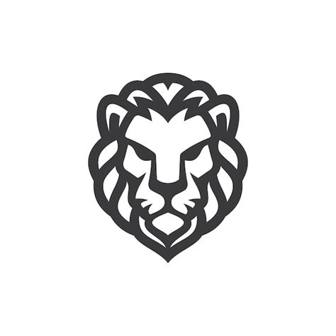 Tête De Lion Visage Cheveux Crinière Crête Héraldique Logo Design Lion