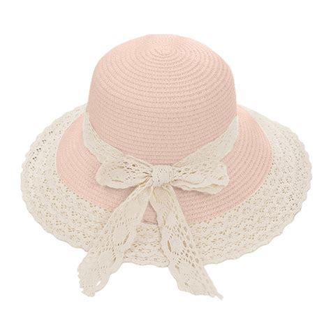 56 58cm Hat Circumference Female Hollow Lace Bow Lace Straw Hat Summer