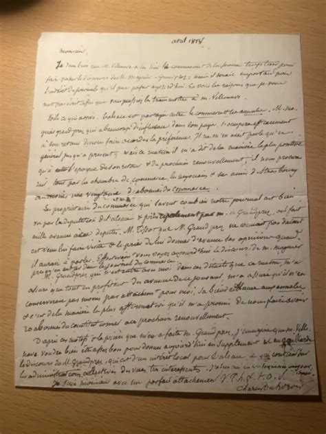 Lettre Autographe Sign E De Charles Durozoir M Barret Eur