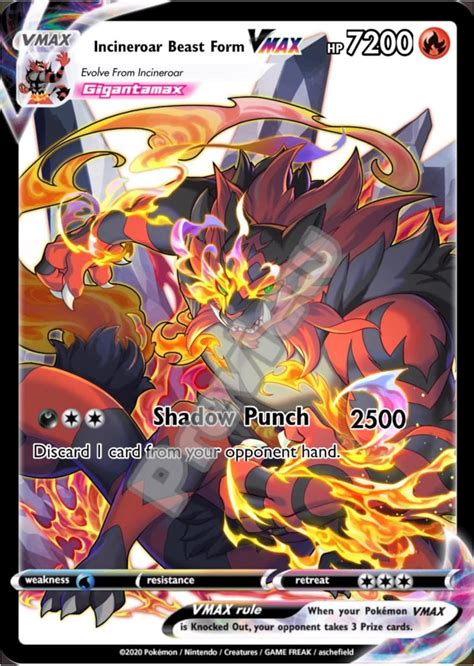 Incineroar Vmax Gx Ex Vstar Ash Ketchum Gx Pokemon Card Etsy