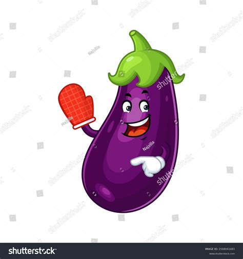 Vector Mascot Cartoon Illustration Eggplant Wearing Stock Vector