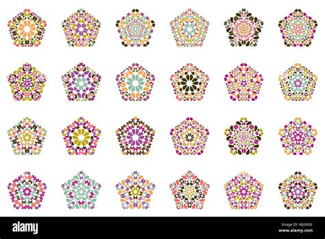 Isolated ornate geometrical petal pentagon polygon set - geometric ...