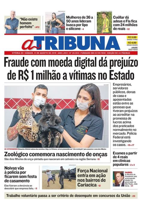 Repórter Paulo Maciel A TRIBUNA E A GAZETA capa Vitória ES sábado