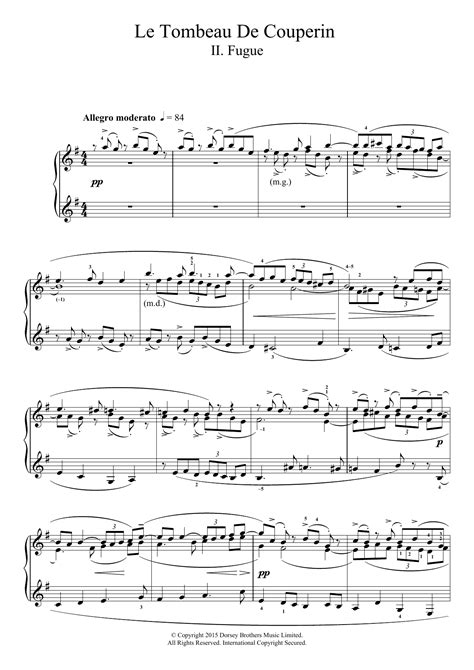 Le Tombeau De Couperin Ii Fugue Sheet Music Maurice Ravel Piano Solo