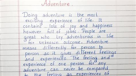 Write An Essay On Adventure Essay Writing English Youtube