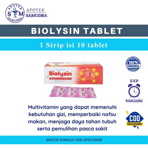 Jual Biolysin Tablet Strip Isi Tablet Vitamin Anak Multivitamin