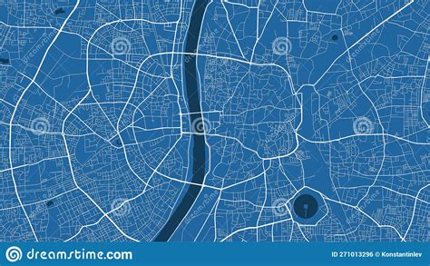 Detailed Map Poster Of Ahmedabad City Linear Print Map Blue Skyline