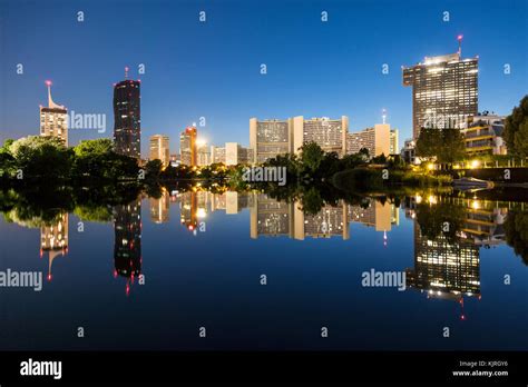 Beautiful Vienna skyline on the Danube river at night Stock Photo - Alamy