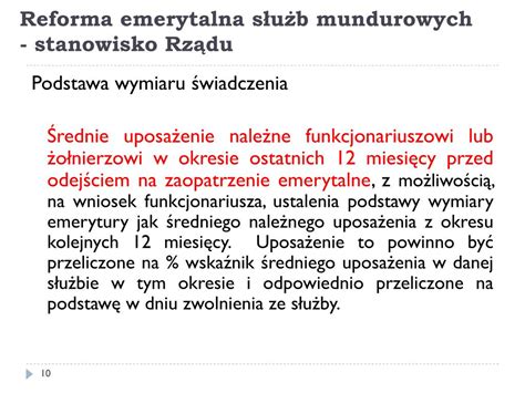 PPT Reforma emerytalna służb mundurowych Wyniki prac podzespołów