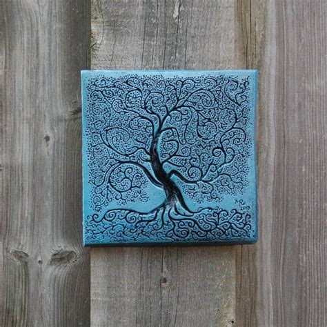 Tree Of Life Wall Plaque Garden Decor Blue Tree Garden Art