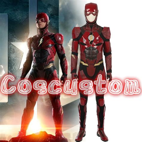 Coscustom High Quality Justice League Flash Costume Superhero Flash costume suit Adult Men ...