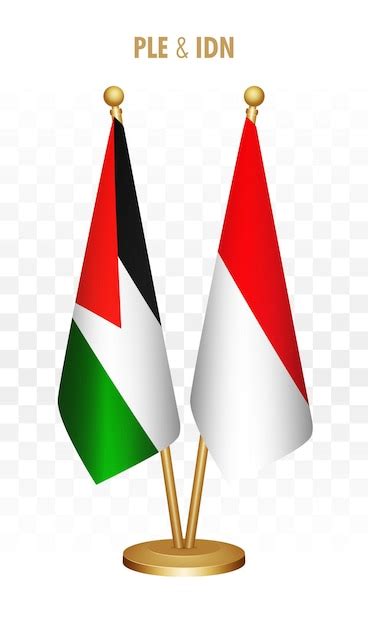 Premium Vector Palestine And Indonesia Standing Flags Isolated On