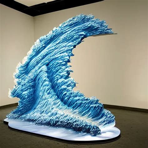 Photography Of A Kanagawa Wave D Resin Sculpture Stable Diffusion