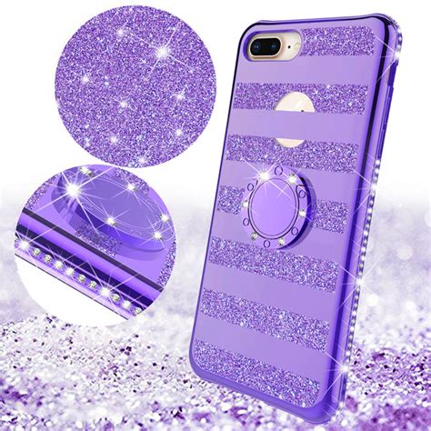 Glitter Cute Phone Case Girls Kickstand Compatible For Apple Iphone 7