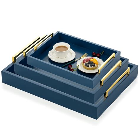 Buy Hanobe Blue Decorative Trays For Coffee Table MDF Large Ottoman