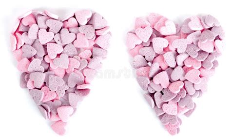 Purple And Pink Candy Hearts Shaped In A Heart Stock Image Image Of