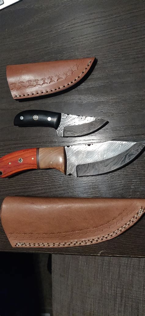 New Damascus Boot And Hip Knife With Sheaths Redc