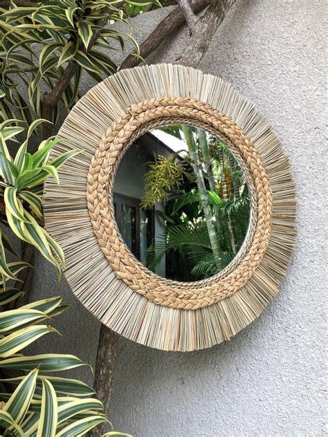 Seagrass Round Mirror Boho Mirror Bohemian Mirror Small Etsy