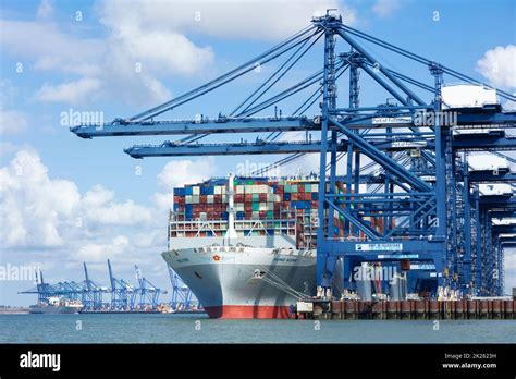 OOCL HONG KONG Container ship docked at the Port of Felixstowe laden with shipping containers ...