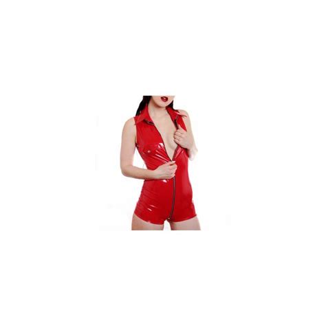 Patrice Catanzaro Combishort En Vinyle Rouge Noelia By Patrice Catanzaro