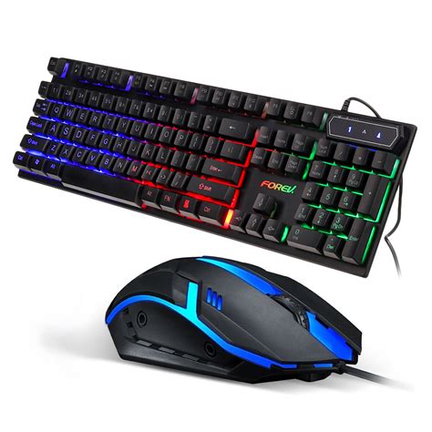 Forev keyboard & mouse set 104 keys gaming keyboard suspended light ...