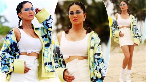 Sunny Leone Shares Her New Look In White Crop Top Printed Jacket From Splitsvilla HOT PICS