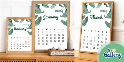 Botanical Themed Monthly Wall Calendar 2024 Posters Pack