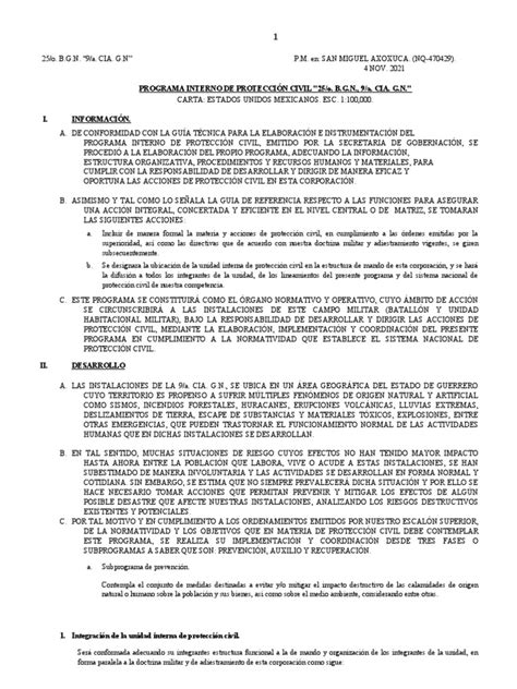 Plan De Proteccion Civil Gn Pdf Defensa Civil Temblores