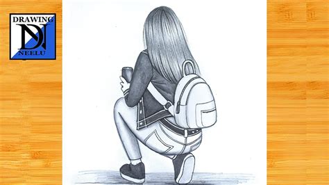 How To Draw A Easy Sitting Girl Backside Pencil Sketch For Beginner