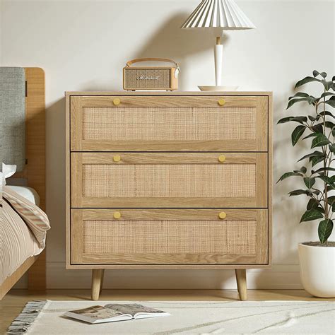 Anmytek Rattan Cabinet 44 H Tall Sideboard Storage Cabinet With Crafted Rattan Front Entry