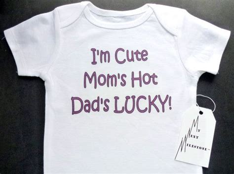 I M Cute Mom S Hot Dad S Lucky Funny Onesie For By Mynextmilestone Funny Onesies Hot